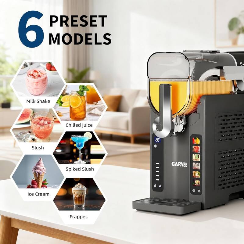 54oz Slushy Machine, Slushie Maker with 6 Preset Modes, LED Display for Home Party Use, Grey
