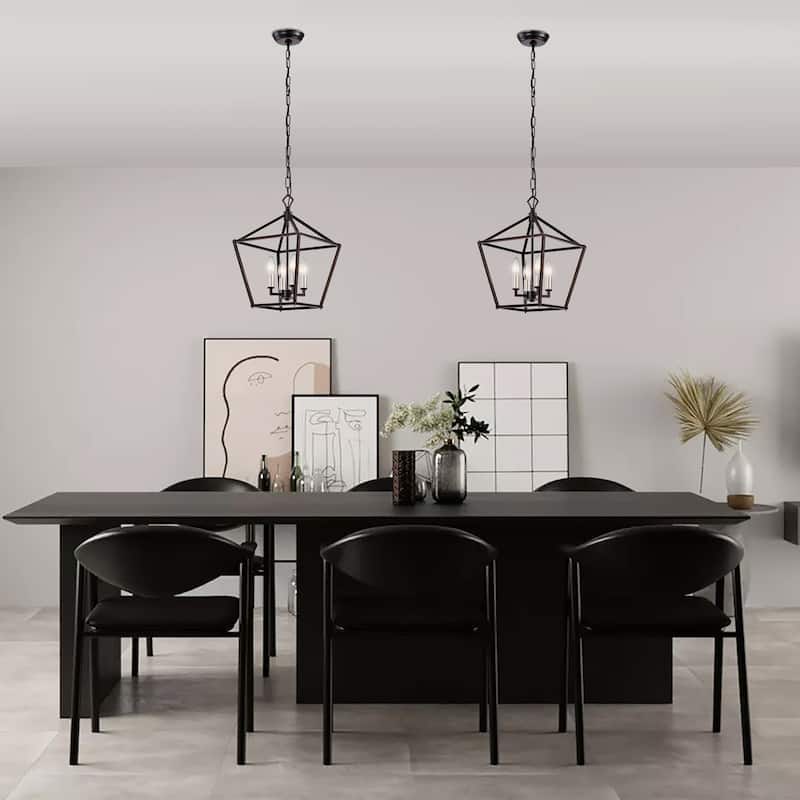 Oil Rubbed Bronze 4-Light Lantern Pendant 12 in with Sleeves - Oil Rubbed Bronze