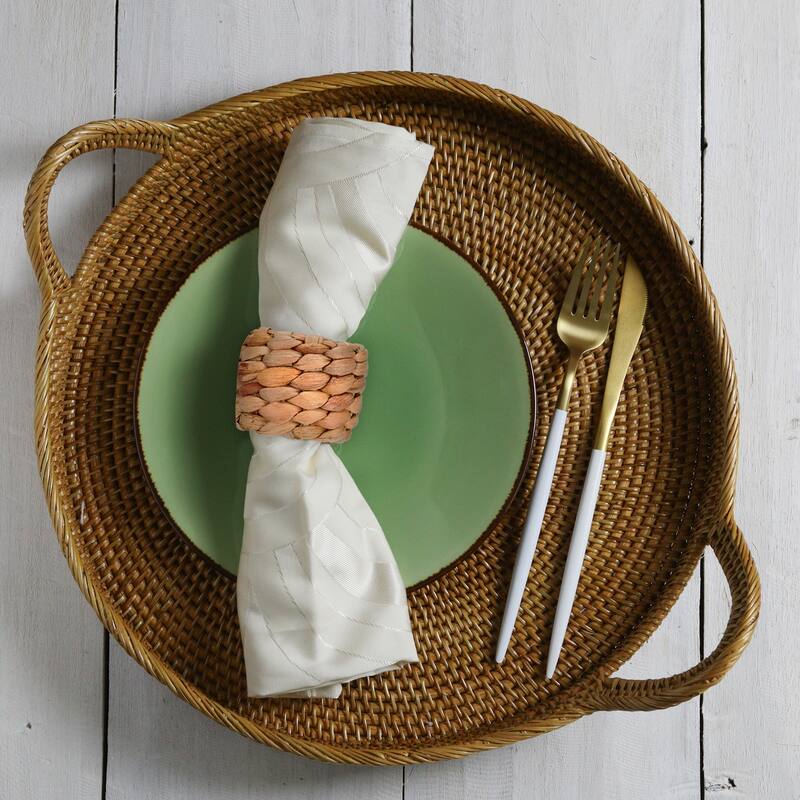 6pcs Rattan Napkin Rings Woven Cattail Napkin Ring for Dining 2"x2"