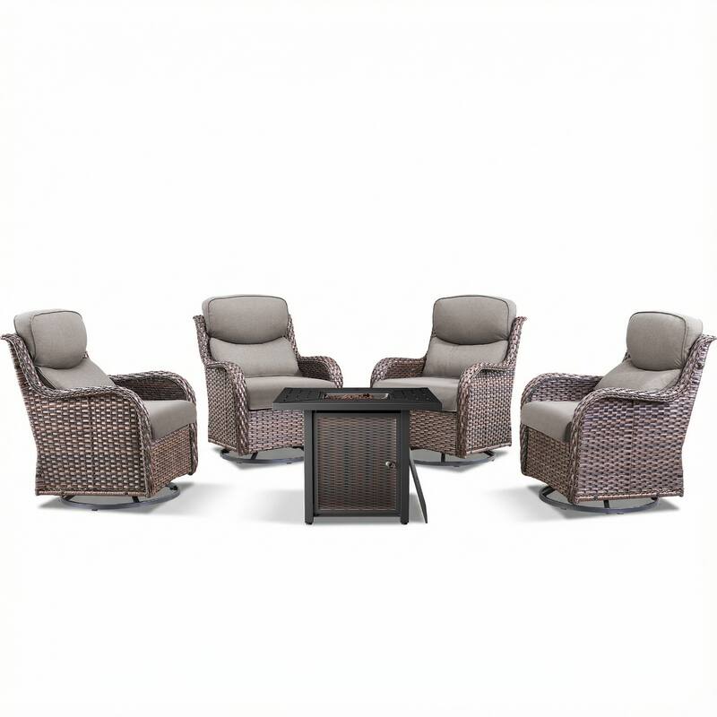 Pocassy 30 In Outdoor Fire Pits with Patio Sofa Swivel Glider Chari Furniture.