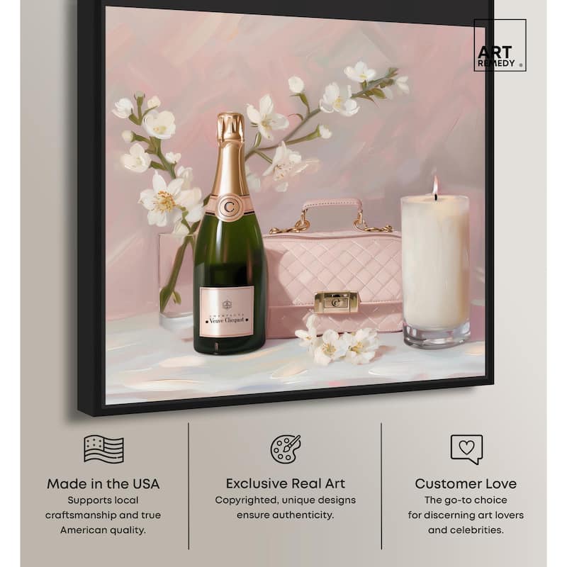 Pink Purse Champagne and Candle Canvas by Art Remedy