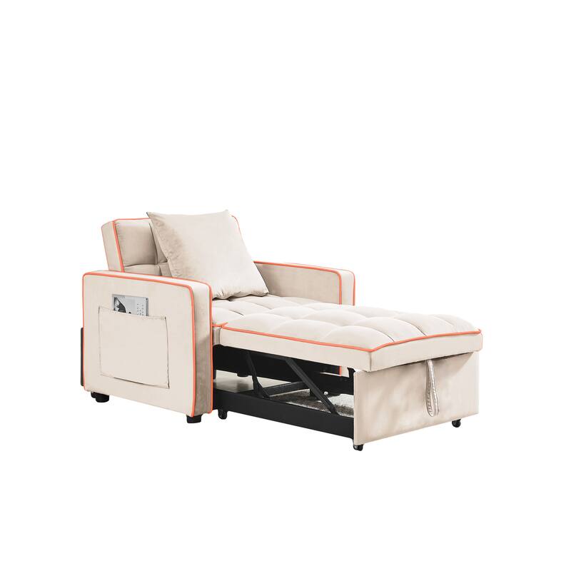 Multifunctional Velvet Sleeper Sofa Chair - Convertible Couch, Chaise & Ottoman