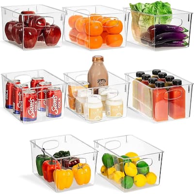 Sorbus Clear Plastic Organizer Storage Bin Containers for Pantry Food & Kitchen Fridge (8-Pack)