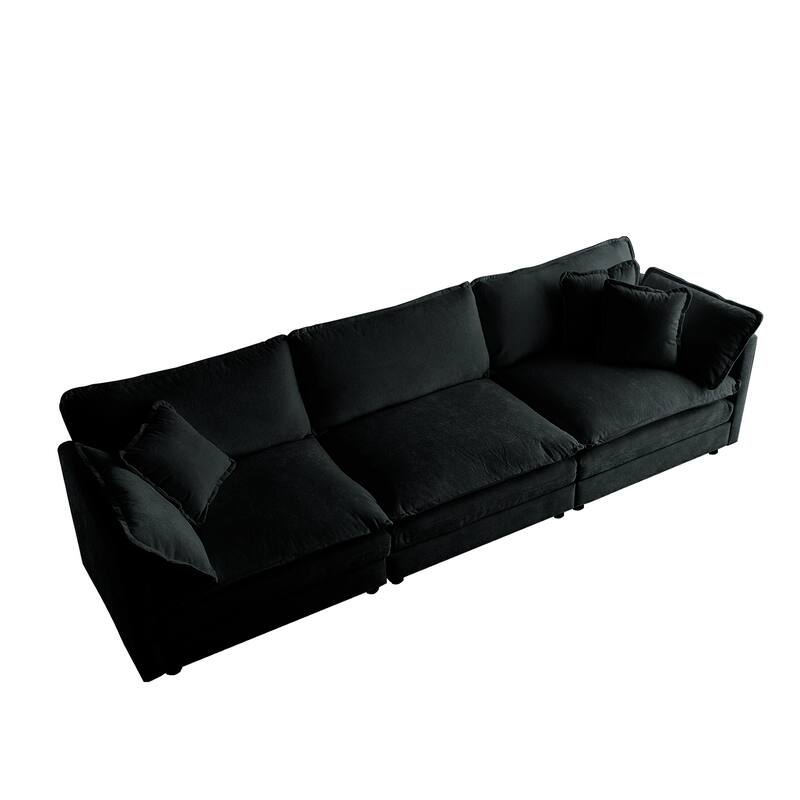 Upholstery Modular L Shaped Sectional Sofa With Reversible Ottoman for Living Room