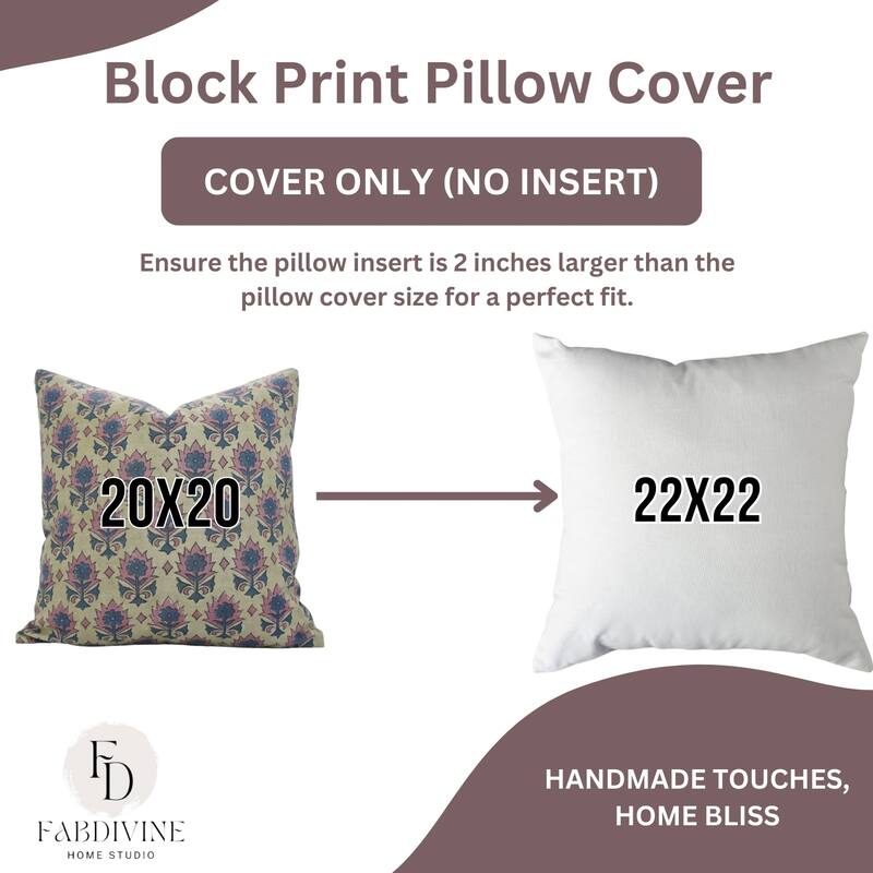 Fabdivine Floral Throw Fall Summer Décor Pink Pillow Cover Handmade Linen, for Farmhouse Guest Room or Couch, Custard Apple