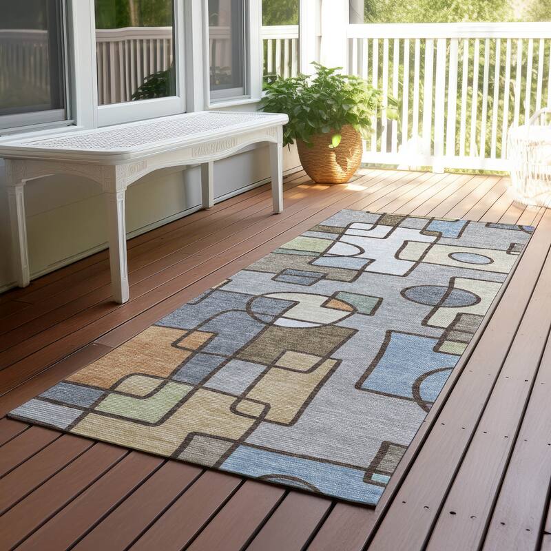 Machine Washable Indoor/ Outdoor Contemporary Prenner Chantille Rug - Gray - 2'3" x 7'6"