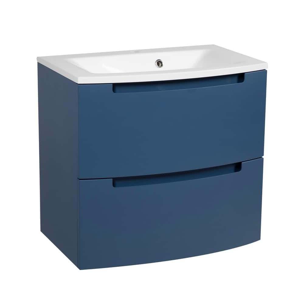 Modern Wall-Mount Bathroom Vanity with Washbasin | Delux Gray Matte Collection with Mirror