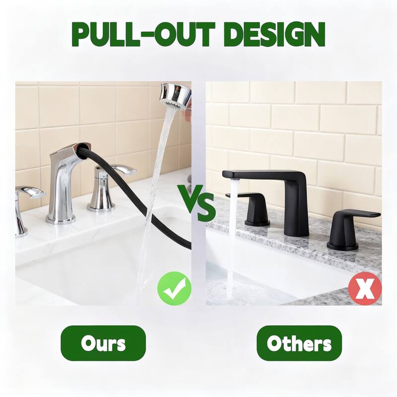 Topcraft Pull Down Two Handle Bathroom Sink Faucet