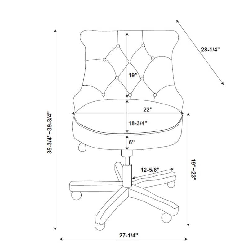 Tufted Plush Office Chair - 39.75" - Cream and Brown