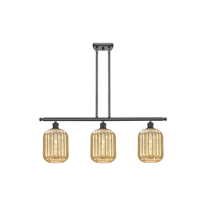 Innovations Lighting Endless Possibilities Ballston - Preston - 3 Light 36" Jar Shade Stem Hung Island Light - Mercury/Oil Rubbed Bronze