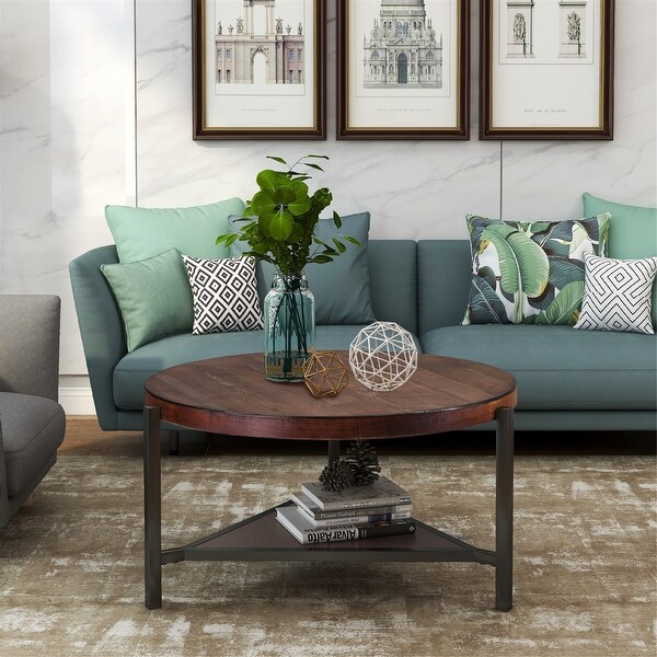 Coffee Table Round Industrial Design Metal Legs. Opens flyout.