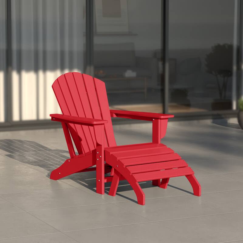 Altura Classic Outdoor Eco-Friendly All Weather Adirondack Chair with Ottoman (2-Piece Set)