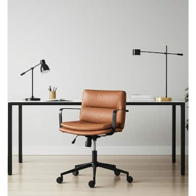 Brown and Black Adjustable Height Swivel Rolling Office Chair