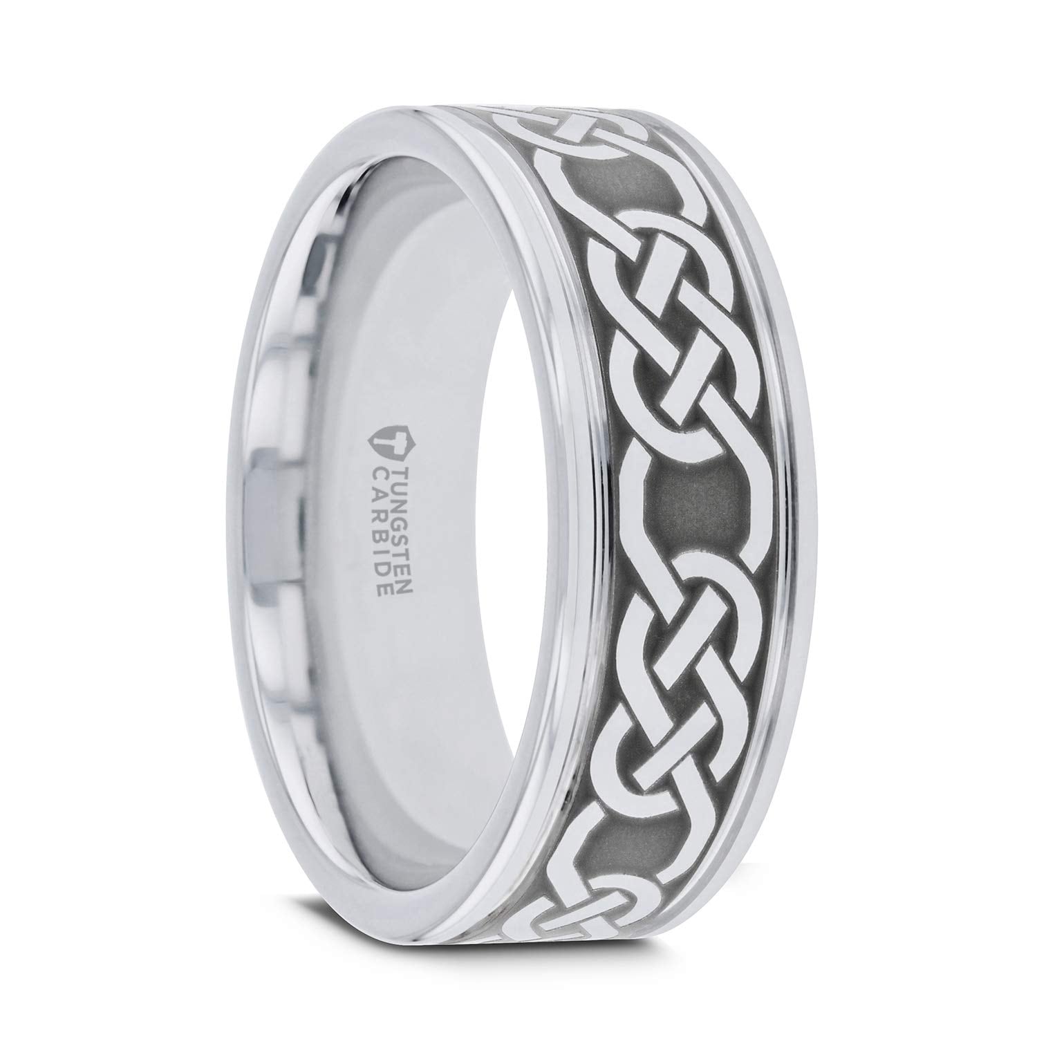 Men S 8 0mm Engraved Comfort Fit Wedding Band In 14k White Gold 25 Characters