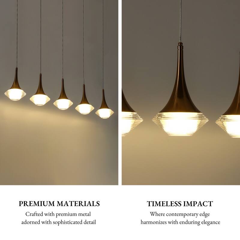 Modern LED 5-Light Chandeliers Island Pendant Light for Kitchen Island - Gold