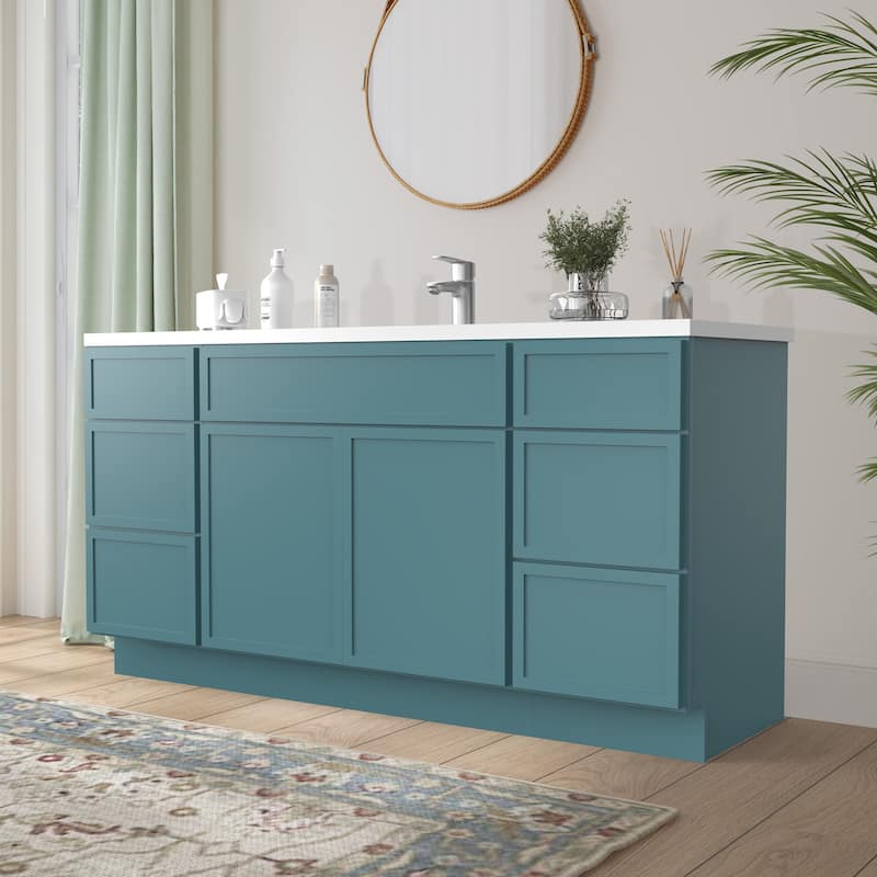 Vanity Art 66" Birch Freestanding Bathroom Vanity Cabinet without Top