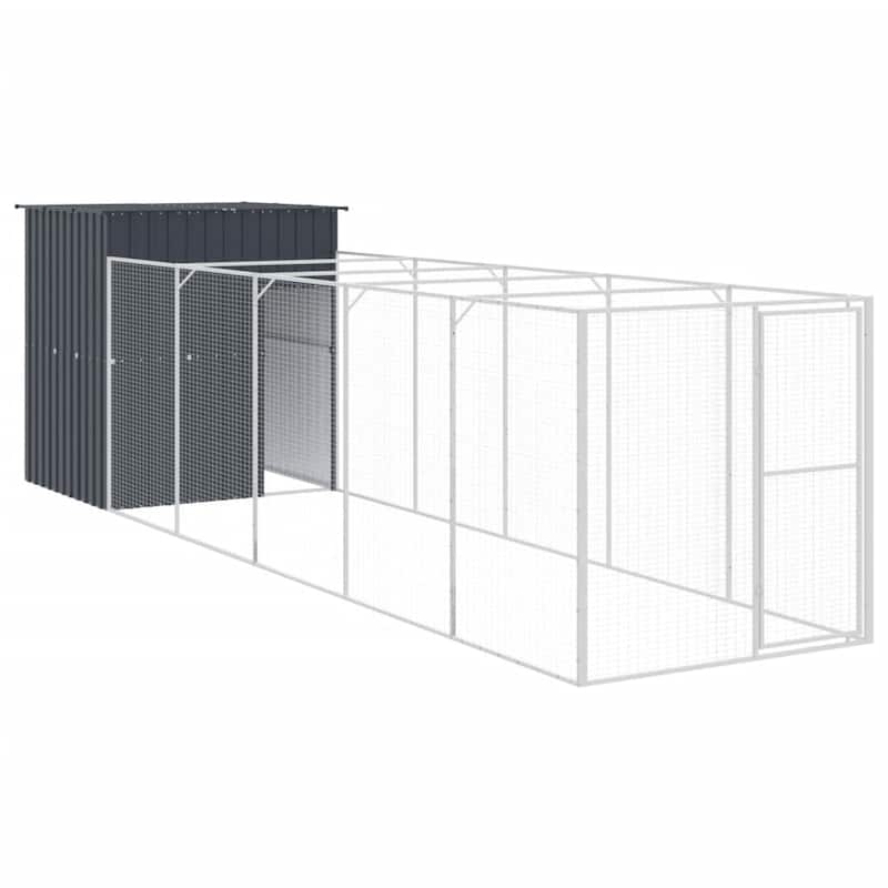vidaXL Dog House Outdoor Dog Kennel Crate Shelter with Run Galvanized Steel