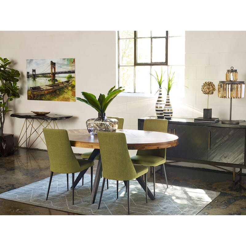 Aurelle Home Panko Rustic Farmhouse Acacia Wood Oval Dining Table