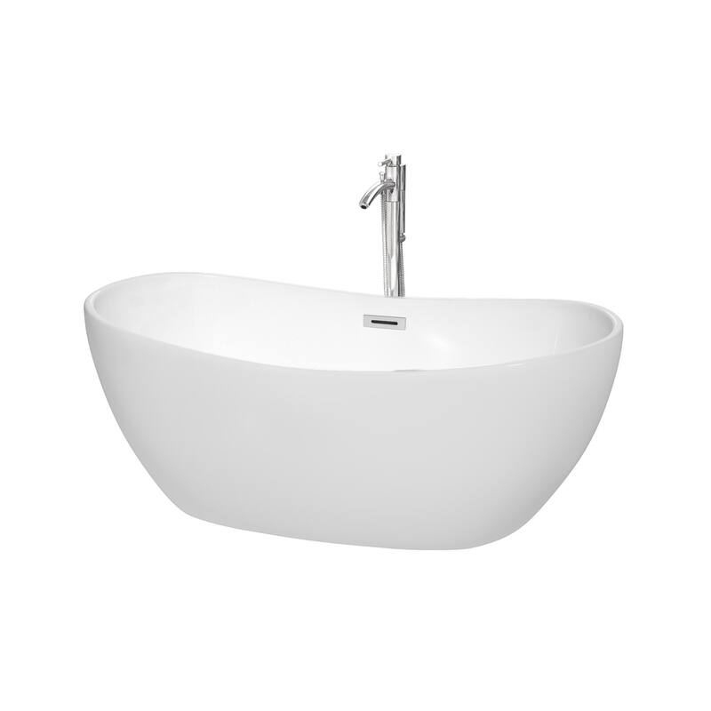 Wyndham Collection Rebecca 60" Freestanding Acrylic Soaking Tub with