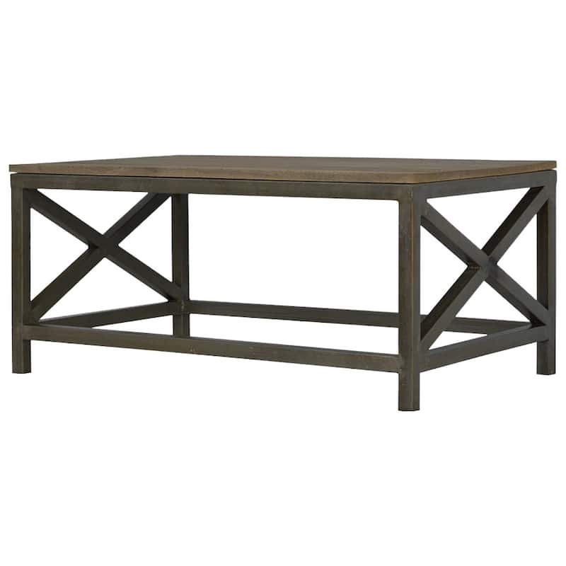 Artisan Furniture Solid Wood Industrial Cross Metal Coffee Table