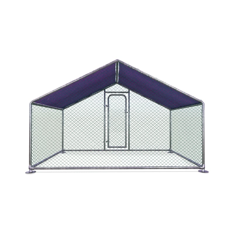 ALEKO Metal DIY Walk-in Chicken Coop Run with Purple Cover 6.5'x10' - 6.5X10 ft