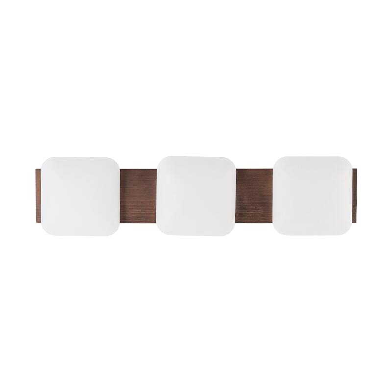 Modern Faux Walnut Wood Grain 3-Light Dimmable LED Flush Mount - 30.7 in