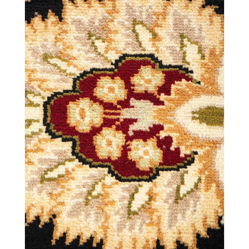 Overton Handknotted Wool Traditional Oriental Black Area Rug - 6' x 9'