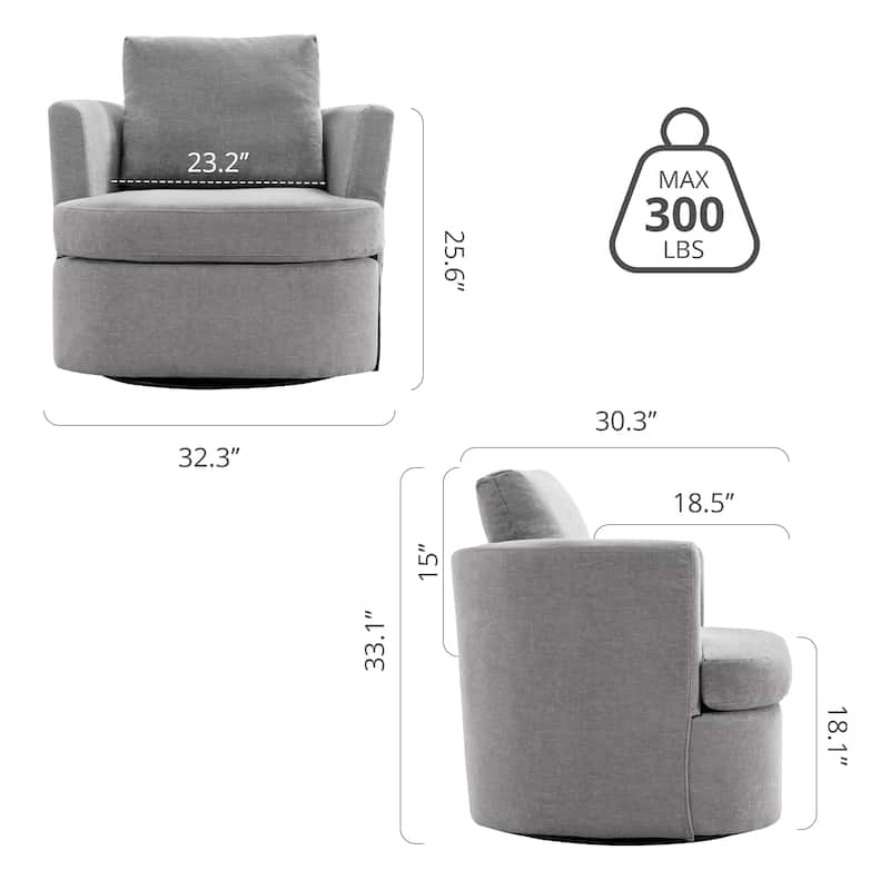 Modern Chenille Upholstered Swivel Accent Barrel Chair Set Modern Swivel Armchair for Living Room