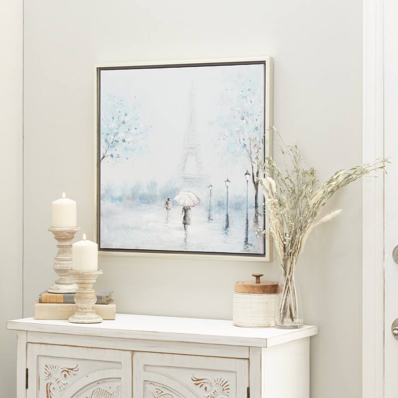 Blue Polystone Transitional Framed Wall Art