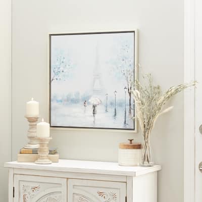 Blue Polystone Transitional Framed Wall Art