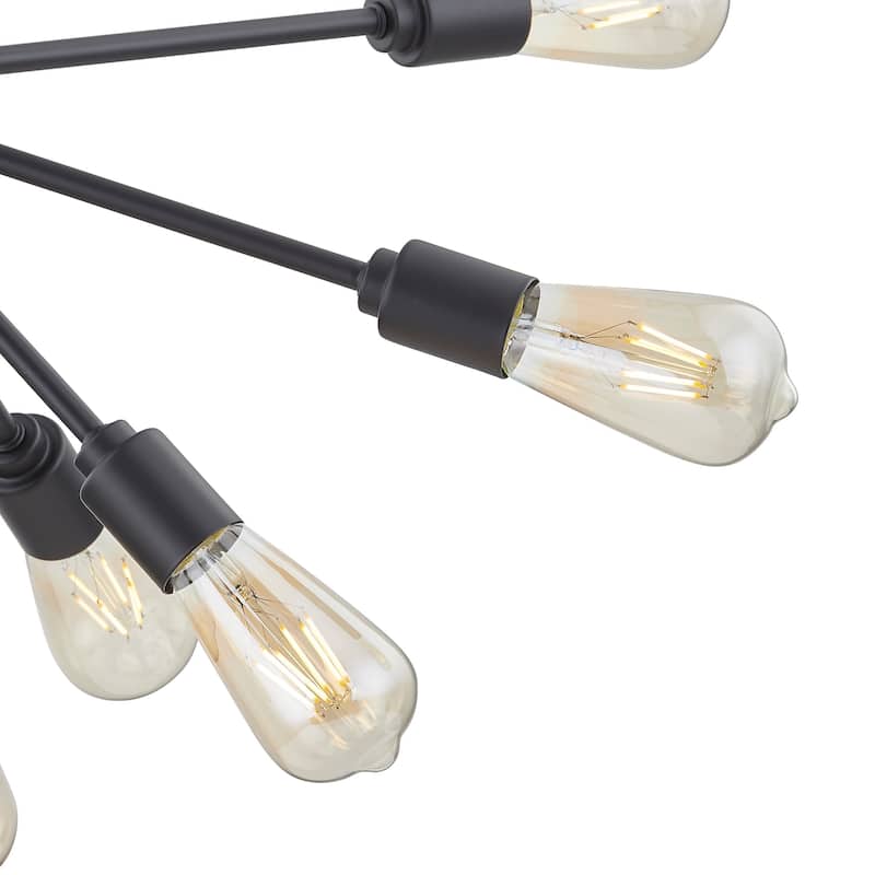 18-Light Sputnik Chandelier Black / Gold Semi Flush Mounted Ceiling Fixtures for Kitchen/Dining Room/Living Room