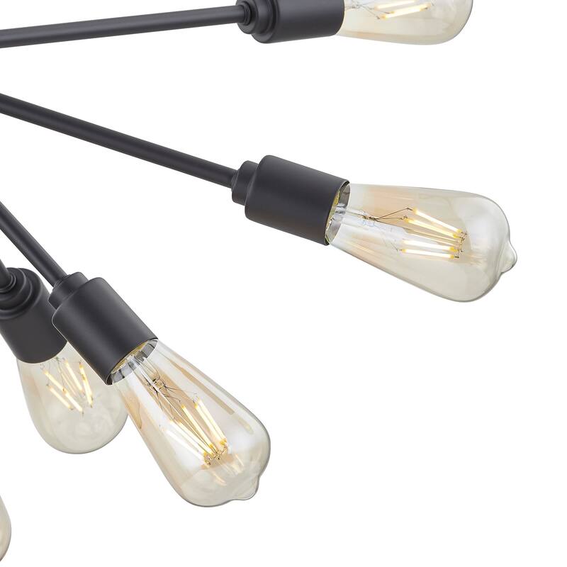 18-Light Sputnik Sphere Chandelier in Black and Gold Finish
