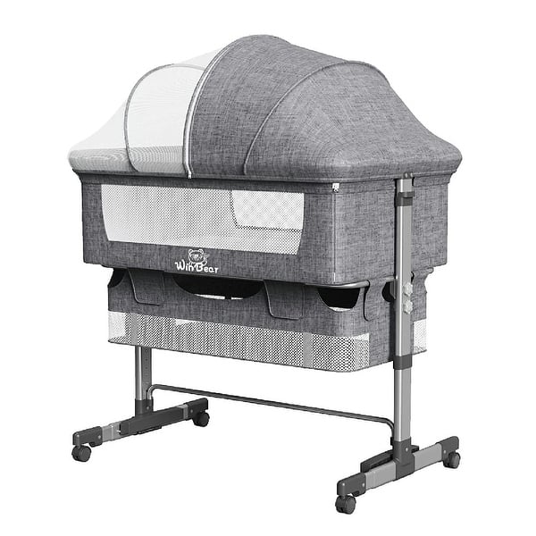slide 2 of 16, Baby Bassinet, Bedside Sleeper,Foldable Baby Bed to Bed GREY