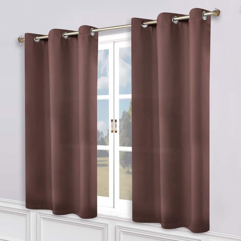 Superior Modern Solid Washable Room Darkening Curtains, Set of 2 Panels - 2PC- 52" x 63" - Cappuccino
