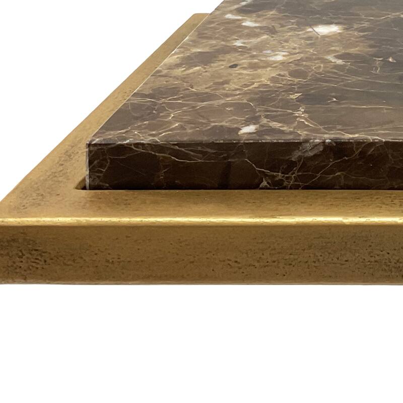 SIlver Orchid Brown and Gold Polished Marble Accent Table