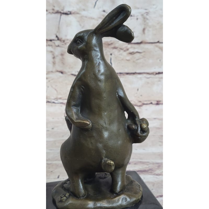 Easter Bunnies Imitative Rabbits Bunny Imitative Rabbit Holding Basket Of Eggs Bronze Sculpture Art