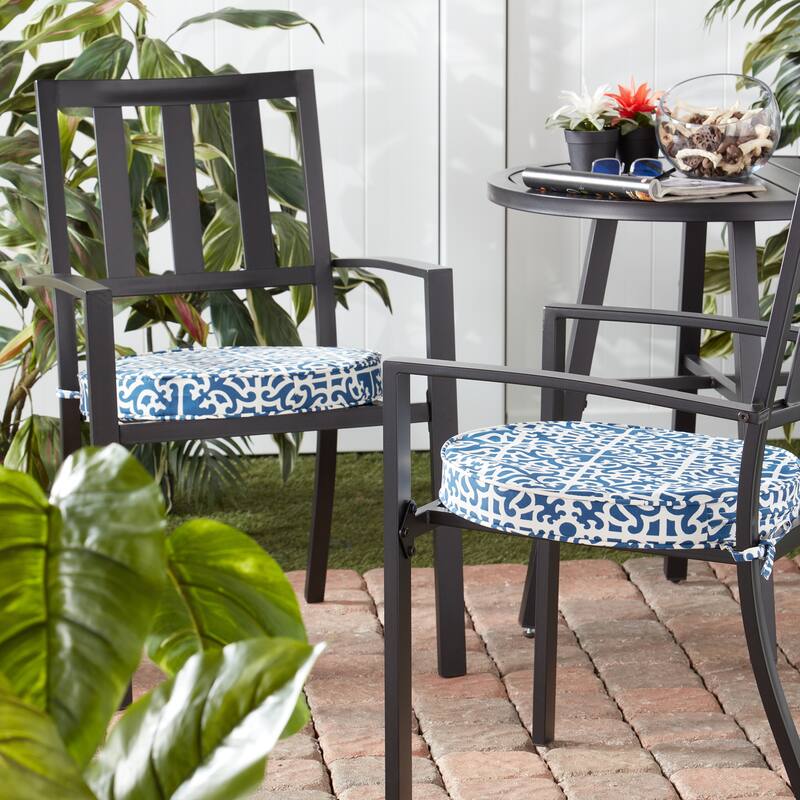 Greendale Home Fashions 18" Round Outdoor Chair Pad (Set of 2) - Indigo
