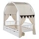 preview thumbnail 4 of 18, Twin Size Bed with Arched Canopy and Integrated Drawers , Pinewood Construction, Playful Tent