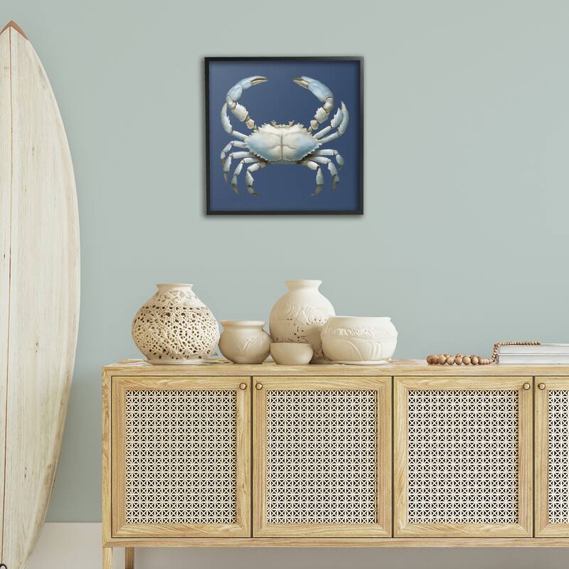 Stupell Detailed Aquatic Blue Crab Framed Giclee Art Design By Elizabeth Medley