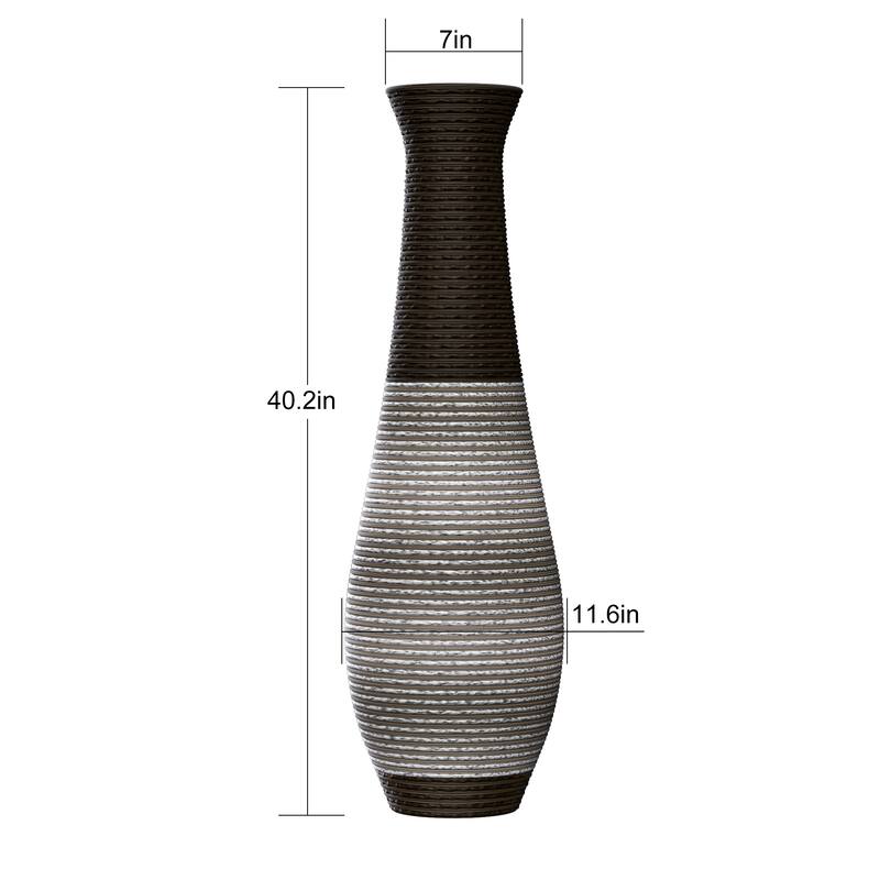 39" Tall Standing Designer Floor Vase - Durable Artificial Rattan - Stylish Home Decor Statement Piece