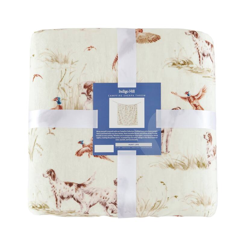Indigo Hill by HiEnd Accents Campfire Sherpa Fleece Throw, 1PC or 3PC