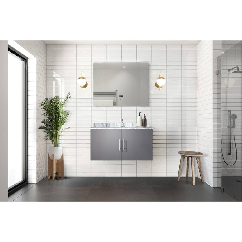 Geneva Bath Vanity with Carrara Marble Top, Sink & Mirror