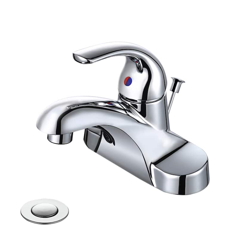 WOWOW 4 in. Centerset Single-Handle Low Arc Bathroom Faucet with Drain Kit