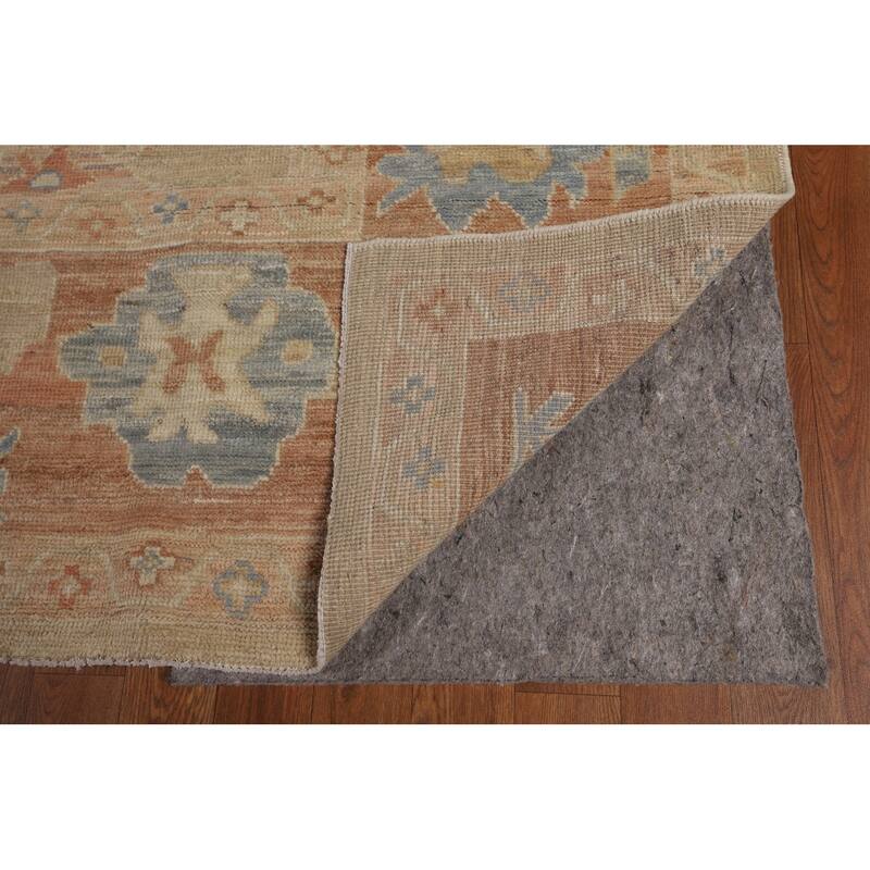 Orange Oushak Turkish Area Rug Handmade Vegetable Dyewool Carpet - 9'4"x 12'0"