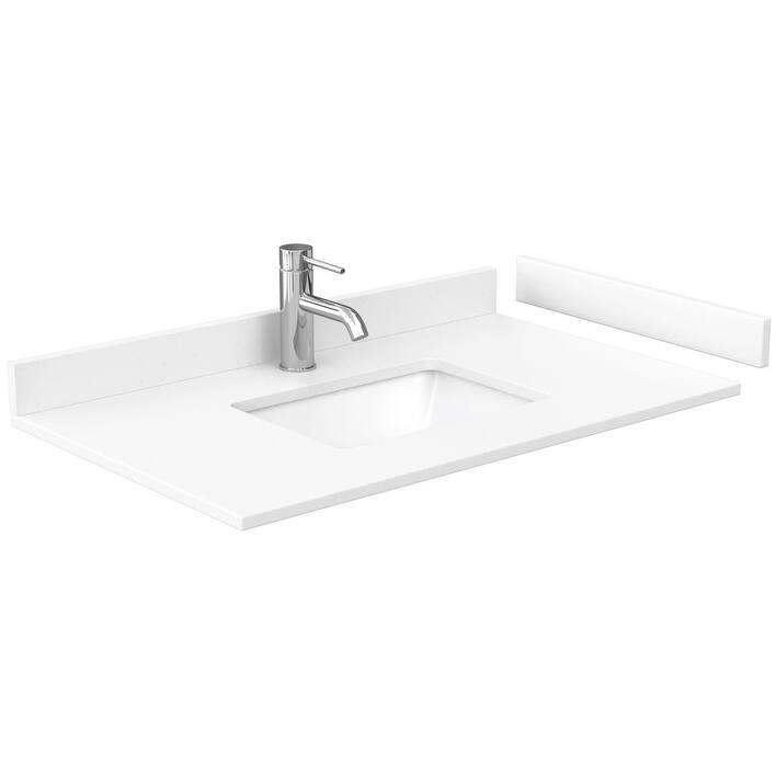 Wyndham Collection 36" Single Vanity Top with Undermount Rectangular - White Cultured Marble