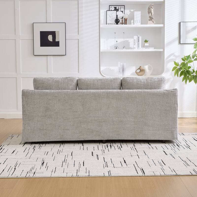 Oversized Chenille Upholstered 3 Seater Sofa, Deep Seat Sofa with Pillows, Lounge Sofa with Removable Upholstery Cover