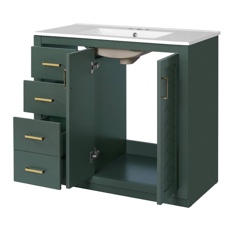 36'' Bathroom Vanity with Ceramic Sink Combo