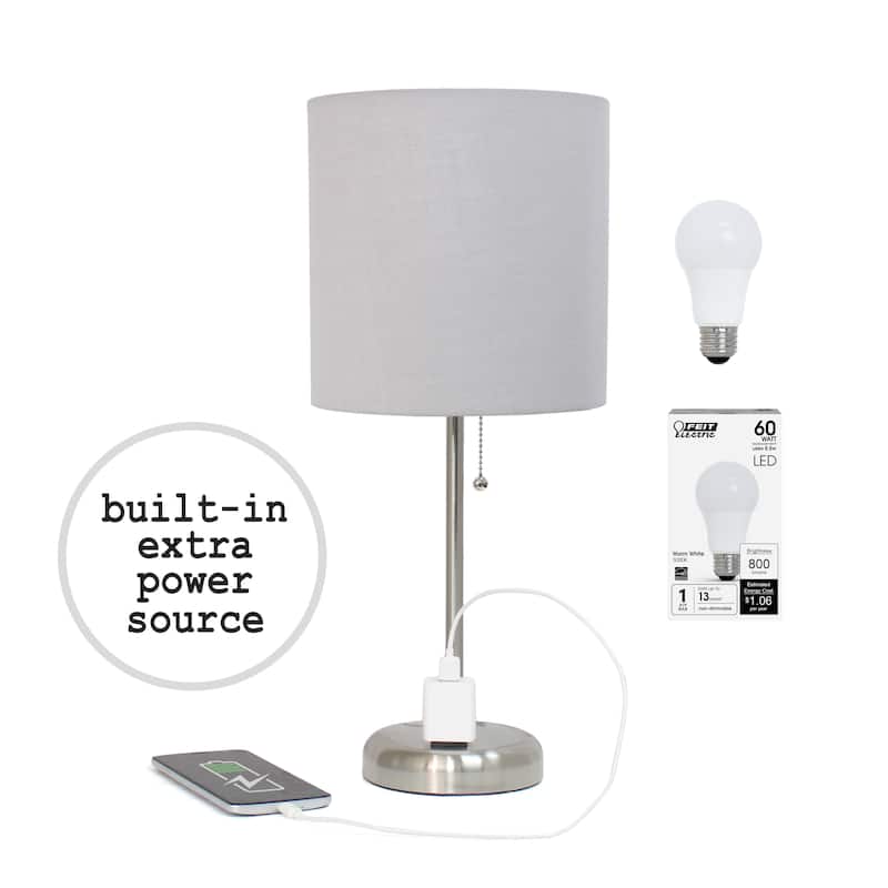 Simple Designs 9.5" Desk Lamp with Charging Outlet and LED Bulb Included - 19.50
