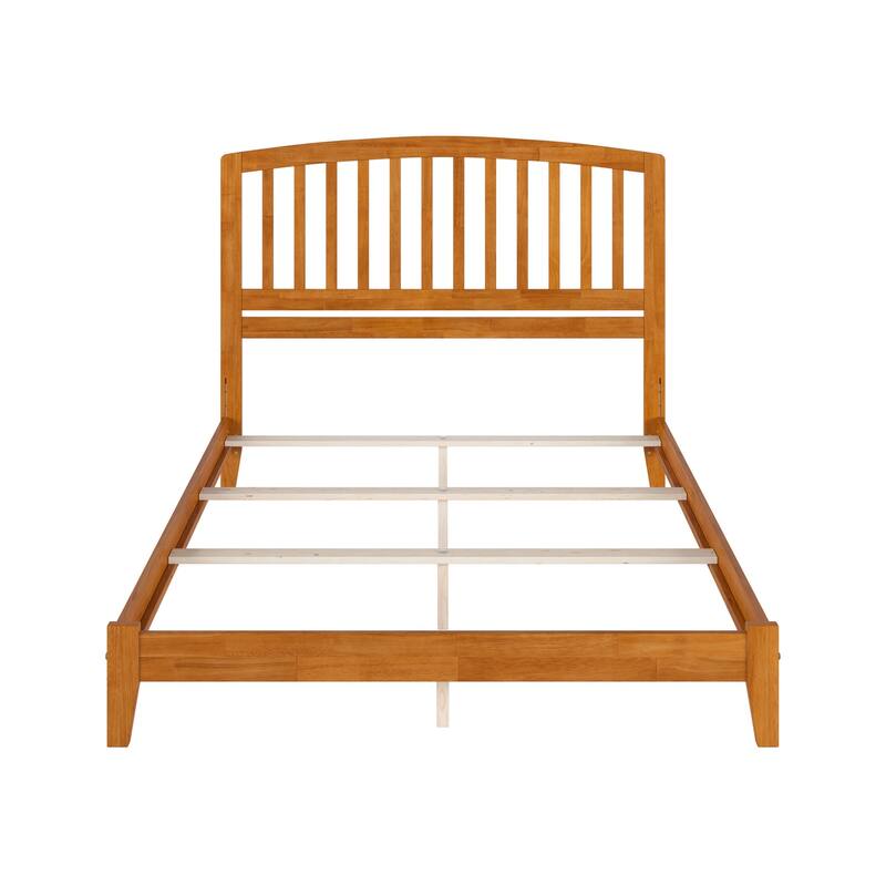 Bed with Charging Station - Modern Arch Headboard & USB Ports - Solid Wood Frame - Box Spring Required