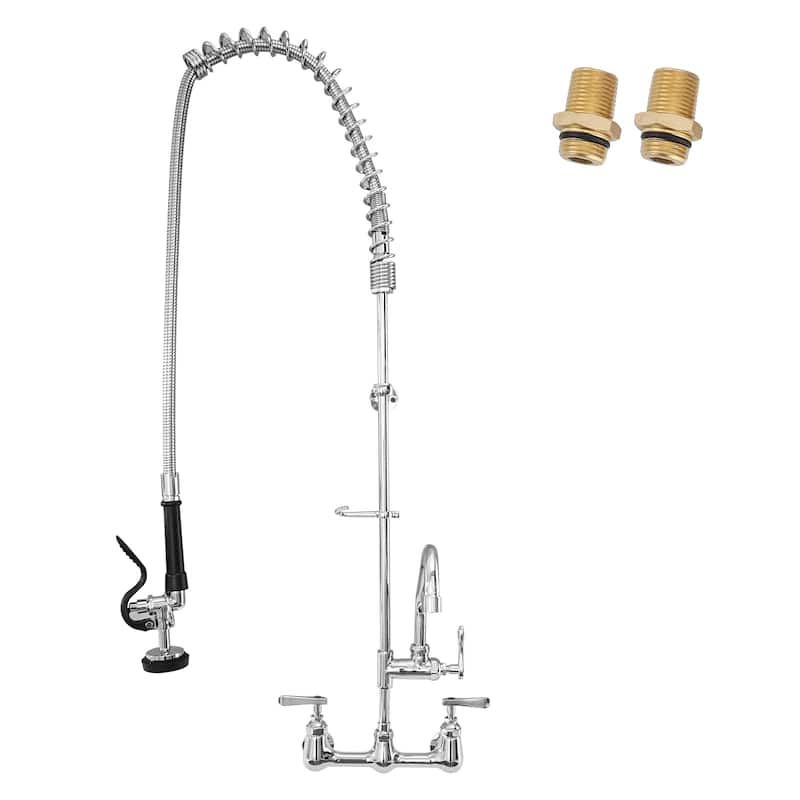 PROOX Wall Mount 25" Commercial Kitchen Faucet with Pre-Rinse Sprayer - 25 - 25